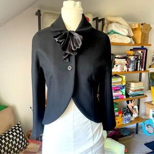 Marc by Marc Jacobs black wool cropped jacket bow bolero XS/S 0/2